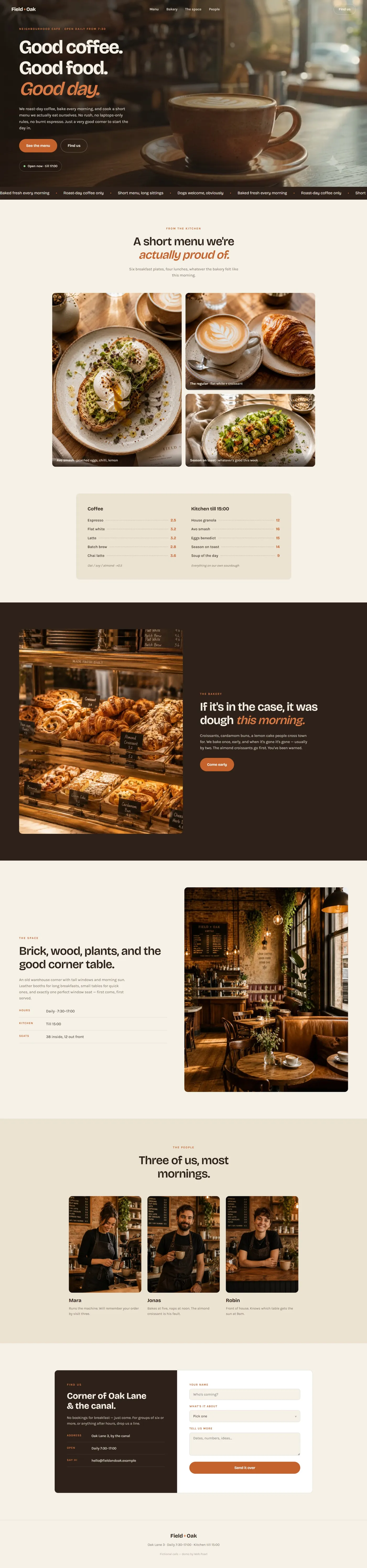 Field + Oak — full page preview