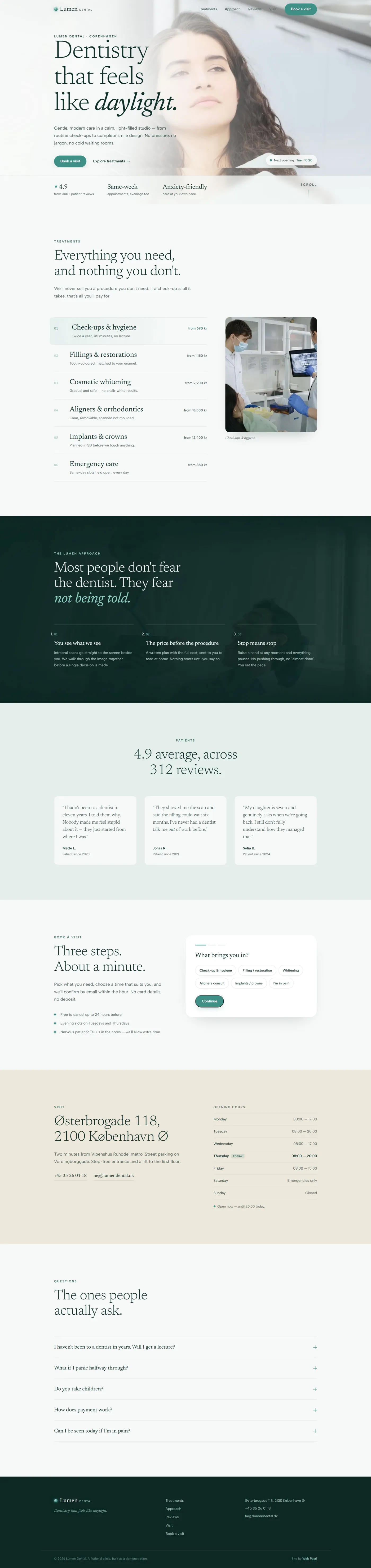 Lumen Dental — full page preview